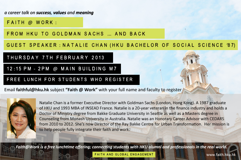 From HKU to Goldman Sachs...and Back Faith HKU